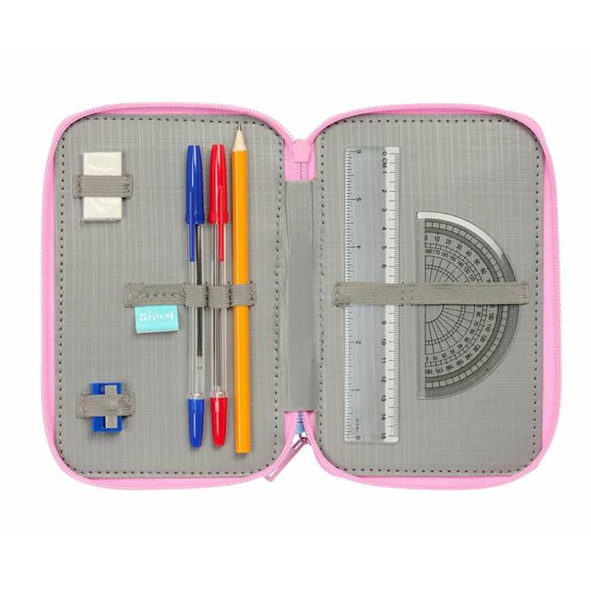 Penar Triplu Stitch Albastru 12,5 x 19,5 x 5,5 cm 37 Piese - Birou și papetărie, Material școlar și educațional