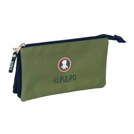 Penar triplu El Pulpo Bleumarin Verde militar 22 x 12 x 3 cm - Birou și papetărie, Material școlar și educațional