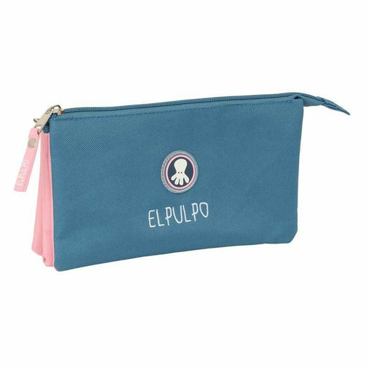 Penar triplu El Pulpo Albastru Roz 22 x 12 x 3 cm - Birou și papetărie, Material școlar și educațional