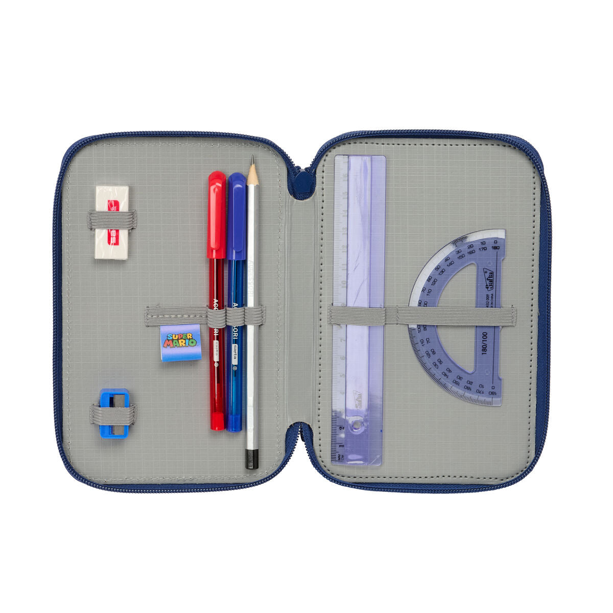 Geantă Universală Super Mario Mamma mia Roșu Bleumarin 12,5 x 19,5 x 5,5 cm 37 Piese - Birou și papetărie, Material școlar și educațional