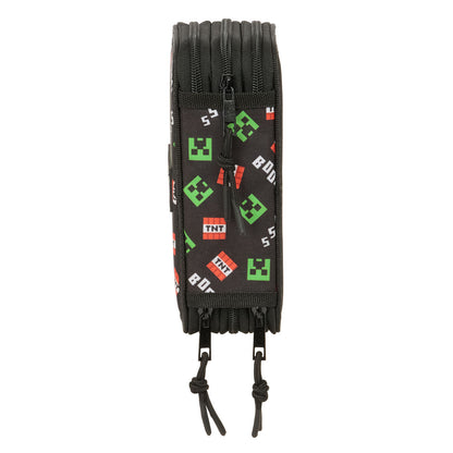 Penar Triplu Minecraft Negru 12,5 x 19,5 x 5,5 cm 37 Piese - Birou și papetărie, Material școlar și educațional
