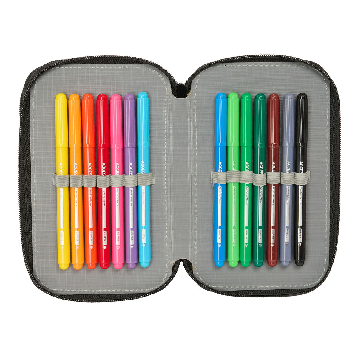 Penar Triplu Minecraft Negru 12,5 x 19,5 x 5,5 cm 37 Piese - Birou și papetărie, Material școlar și educațional