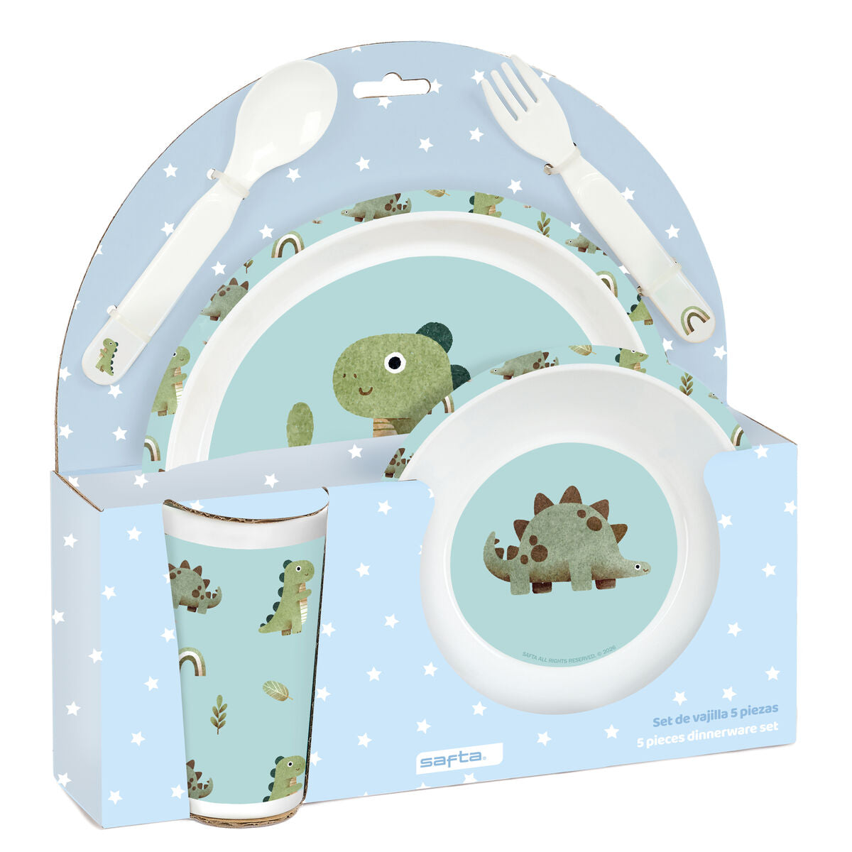 Set de Menaj pentru Copii Safta Dinos PVC - Acasă și bucătărie, Tacâmuri, veselă și sticlărie