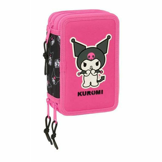 Penar Triplu Kuromi Negru Fucsia 12,5 x 19,5 x 5,5 cm 37 Piese - Birou și papetărie, Material școlar și educațional