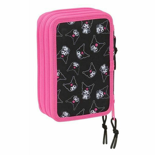 Penar Triplu Kuromi Negru Fucsia 12,5 x 19,5 x 5,5 cm 37 Piese - Birou și papetărie, Material școlar și educațional