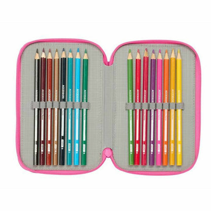 Penar Triplu Kuromi Negru Fucsia 12,5 x 19,5 x 5,5 cm 37 Piese - Birou și papetărie, Material școlar și educațional