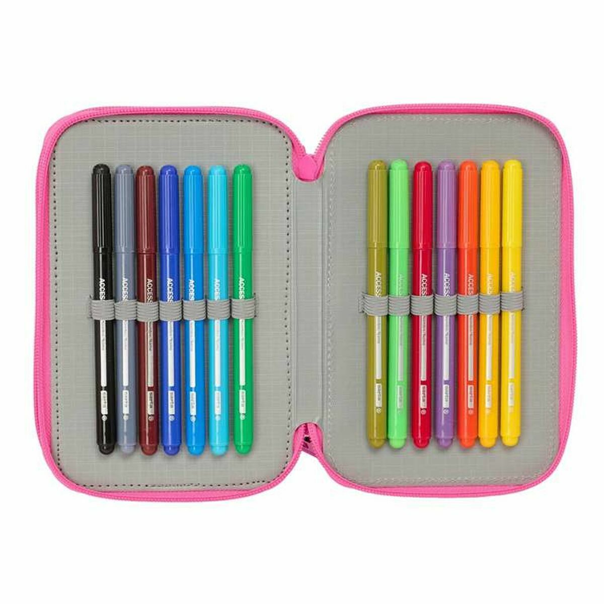 Penar Triplu Kuromi Negru Fucsia 12,5 x 19,5 x 5,5 cm 37 Piese - Birou și papetărie, Material școlar și educațional