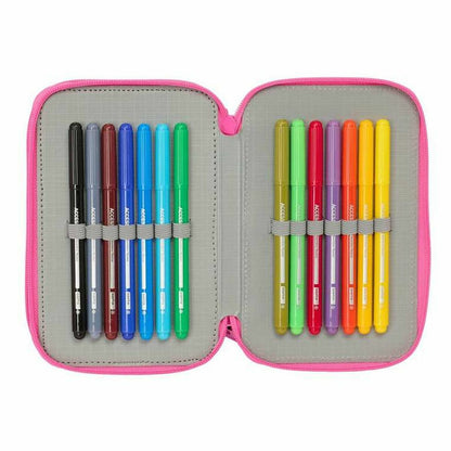 Penar Triplu Kuromi Negru Fucsia 12,5 x 19,5 x 5,5 cm 37 Piese - Birou și papetărie, Material școlar și educațional