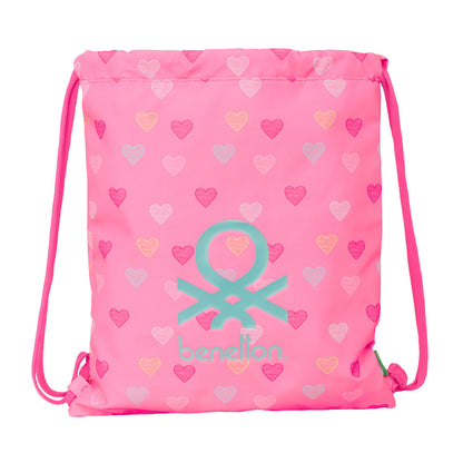 Geantă Rucsac cu Bretele Benetton Heart Roz 35 x 40 x 1 cm - Birou și papetărie, Material școlar și educațional