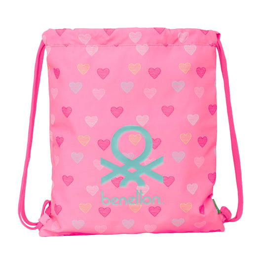 Geantă Rucsac cu Bretele Benetton Heart Roz 35 x 40 x 1 cm - Birou și papetărie, Material școlar și educațional