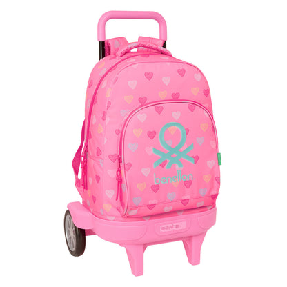 Ghiozdan Benetton Heart Roz 33 x 45 x 22 cm - Birou și papetărie, Material școlar și educațional