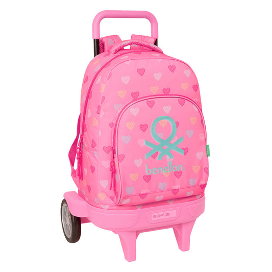 Ghiozdan Benetton Heart Roz 33 x 45 x 22 cm - Birou și papetărie, Material școlar și educațional