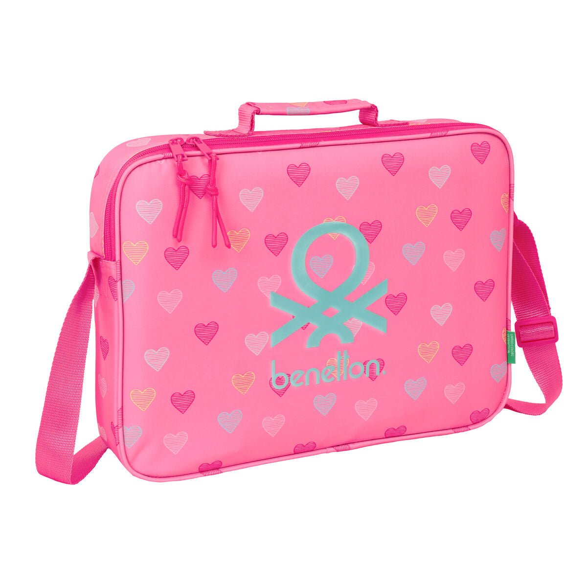 Ghiozdan Benetton Heart Roz 38 x 28 x 6 cm - Birou și papetărie, Material școlar și educațional