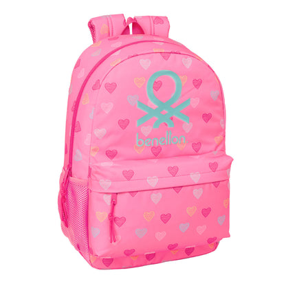 Ghiozdan Benetton Heart Roz 30 x 46 x 14 cm - Birou și papetărie, Material școlar și educațional