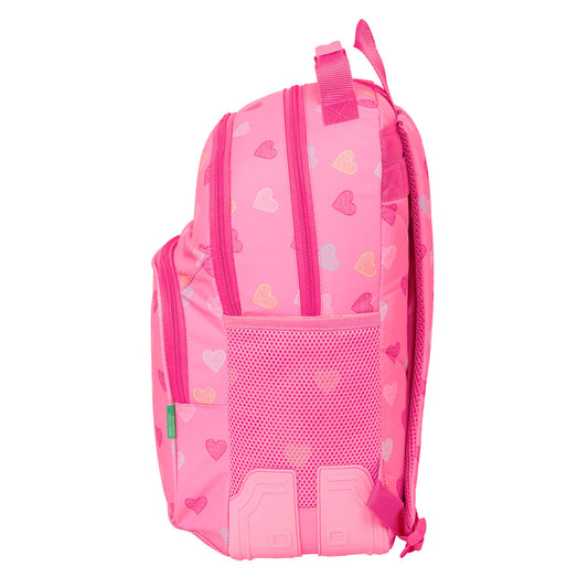 Ghiozdan Benetton Heart Roz 32 x 42 x 15 cm - Birou și papetărie, Material școlar și educațional