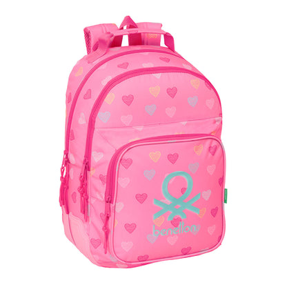Ghiozdan Benetton Heart Roz 32 x 42 x 15 cm - Birou și papetărie, Material școlar și educațional