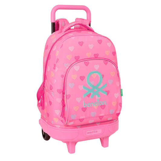 Ghiozdan Benetton Heart Roz 33 x 45 x 22 cm - Birou și papetărie, Material școlar și educațional