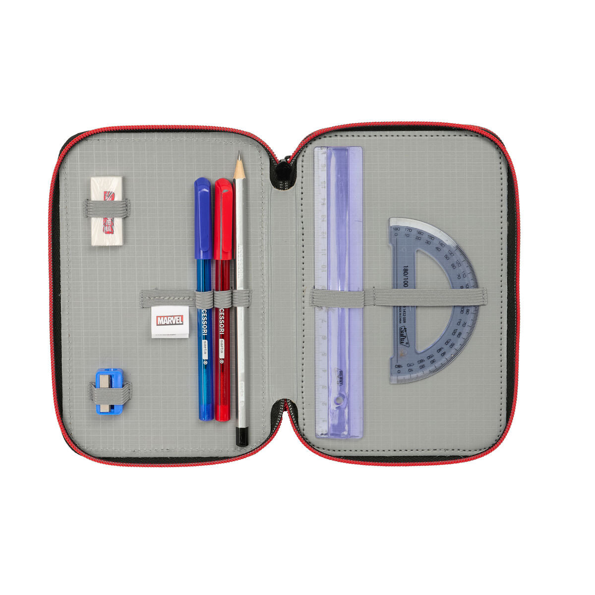 Geantă Universală Spider-Man Negru 12,5 x 19,5 x 5,5 cm 37 Piese - Birou și papetărie, Material școlar și educațional