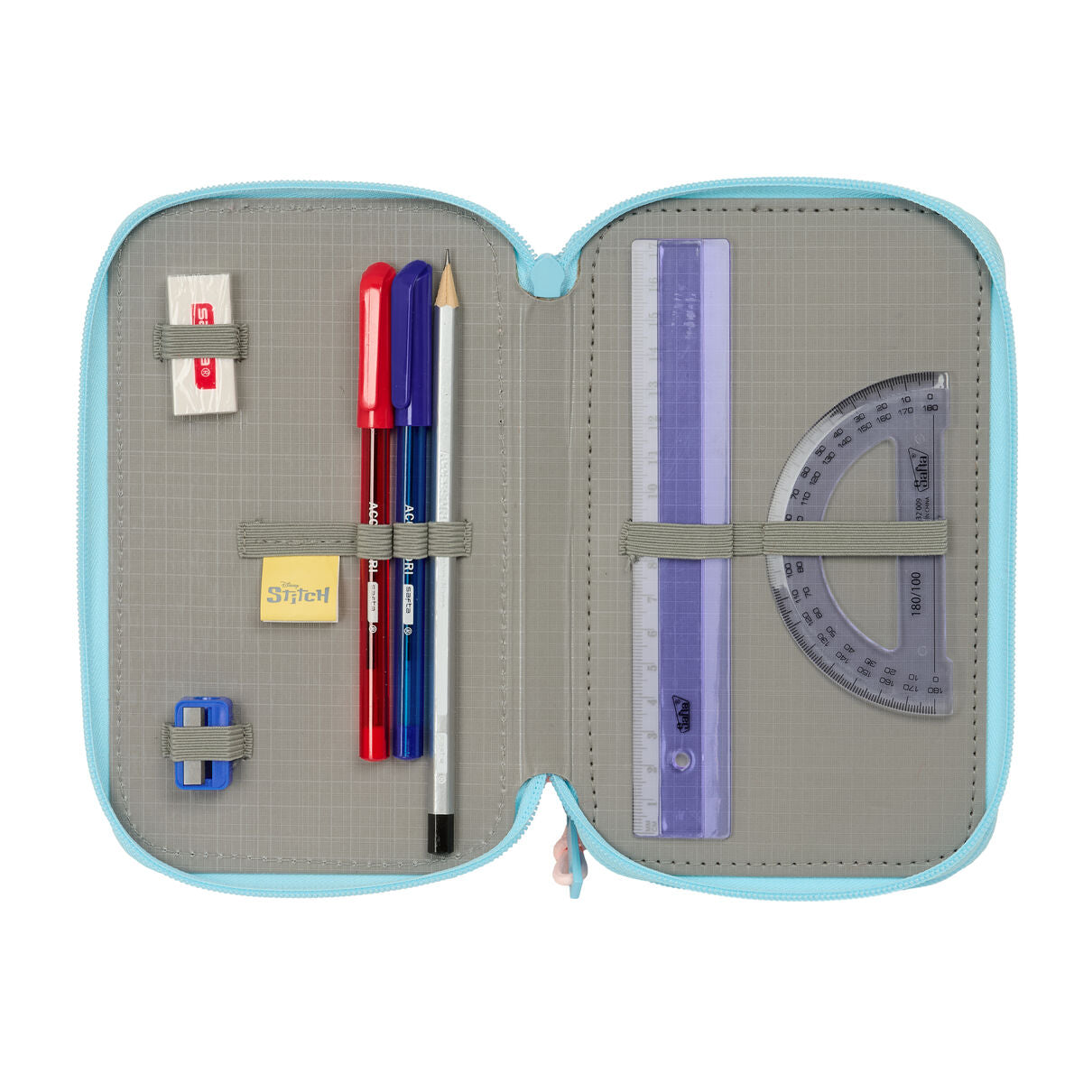 Geantă Universală Lilo & Stitch Ohana Albastru 12,5 x 19,5 x 5,5 cm 37 Piese - Birou și papetărie, Material școlar și educațional