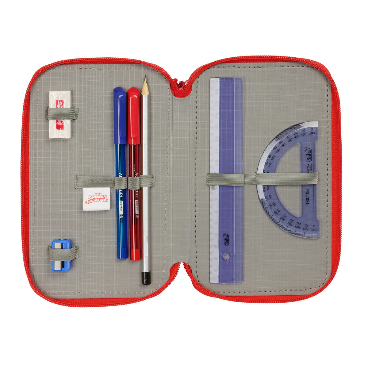 Geantă Universală Spider-Man Albastru Roșu 12,5 x 19,5 x 5,5 cm 37 Piese - Birou și papetărie, Material școlar și educațional