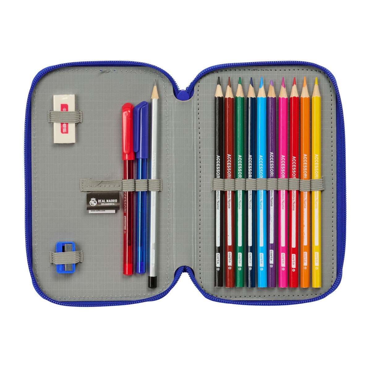 Geantă Universală Real Madrid C.F. Albastru 12.5 x 19.5 x 4 cm 29 Piese - Birou și papetărie, Material școlar și educațional