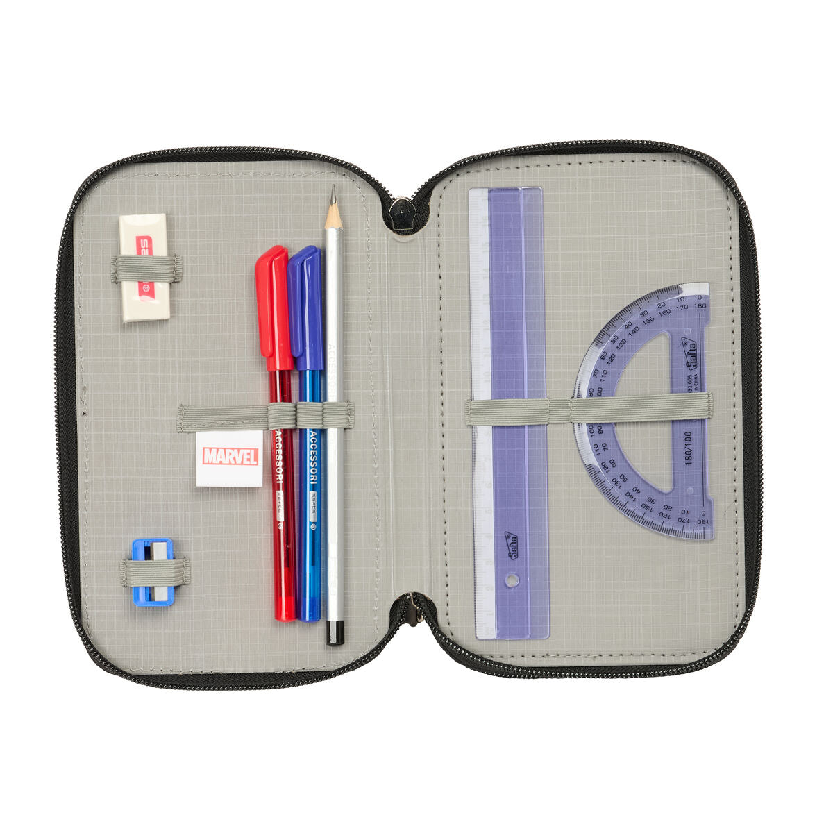 Geantă Universală The Avengers Albastru Negru 12,5 x 19,5 x 5,5 cm 37 Piese - Birou și papetărie, Material școlar și educațional