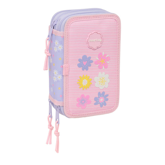 Geantă Universală Safta Bouquet Roz Liliachiu 12,5 x 19,5 x 5,5 cm 37 Piese - Birou și papetărie, Material școlar și educațional
