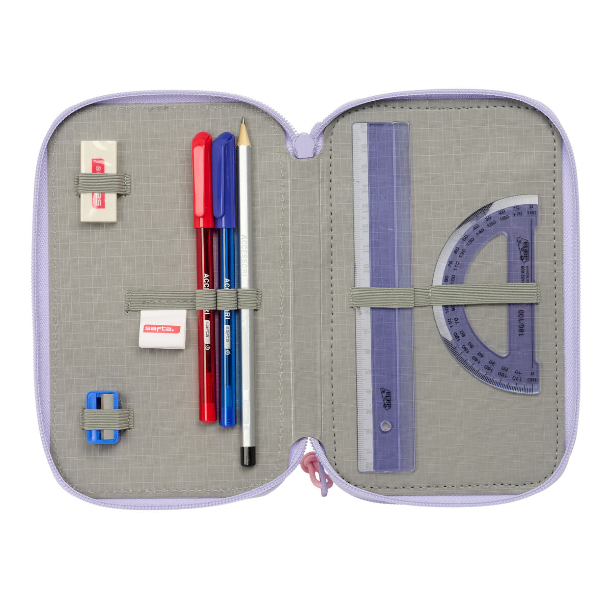 Geantă Universală Safta Bouquet Roz Liliachiu 12,5 x 19,5 x 5,5 cm 37 Piese - Birou și papetărie, Material școlar și educațional