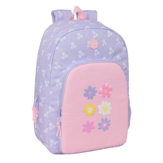 Ghiozdan Safta Bouquet Roz Liliachiu 30 x 46 x 14 cm - Birou și papetărie, Material școlar și educațional