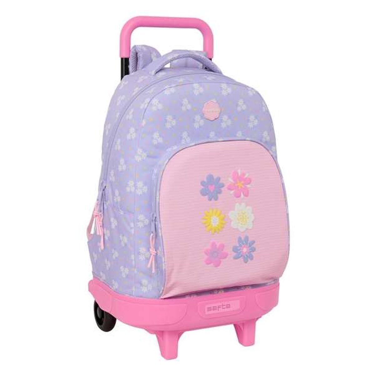 Ghiozdan cu Roți Safta Bouquet Roz Liliachiu 33 x 45 x 22 cm - Birou și papetărie, Material școlar și educațional