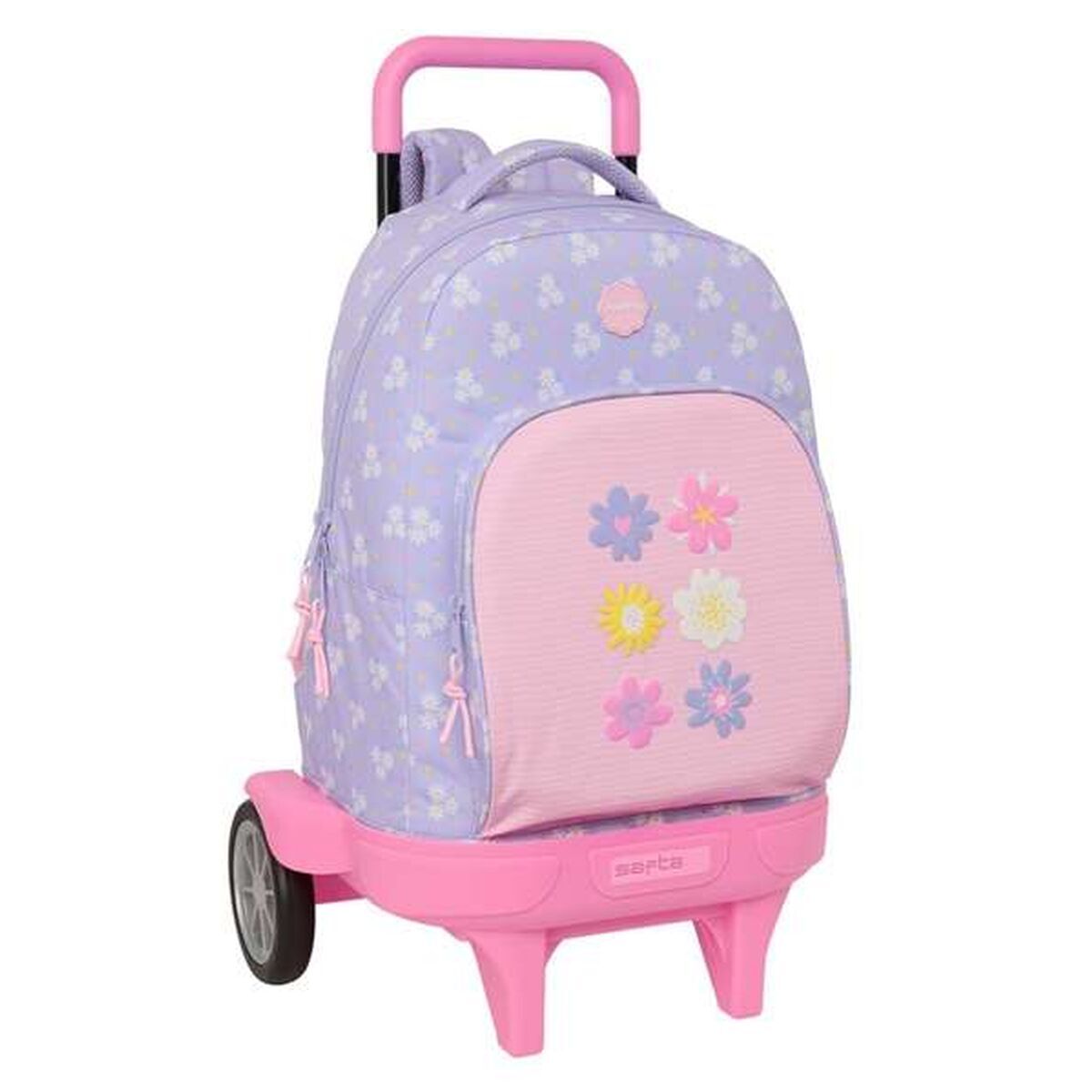Ghiozdan cu Roți Safta Bouquet Roz Liliachiu 33 x 45 x 22 cm - Birou și papetărie, Material școlar și educațional
