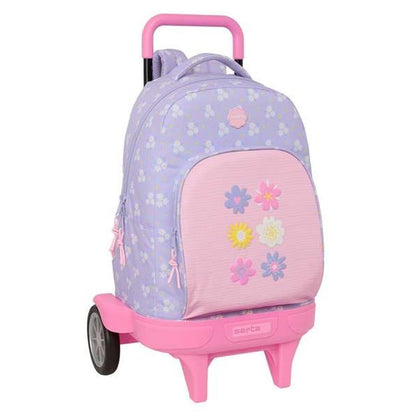Ghiozdan cu Roți Safta Bouquet Roz Liliachiu 33 x 45 x 22 cm - Birou și papetărie, Material școlar și educațional