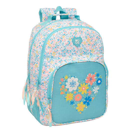 Ghiozdan Moos Fiori Multicolor 32 x 42 x 15 cm - Birou și papetărie, Material școlar și educațional