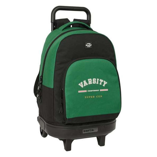 Ghiozdan cu Roți BlackFit8 Varsity Negru Verde 33 x 45 x 22 cm - Birou și papetărie, Material școlar și educațional