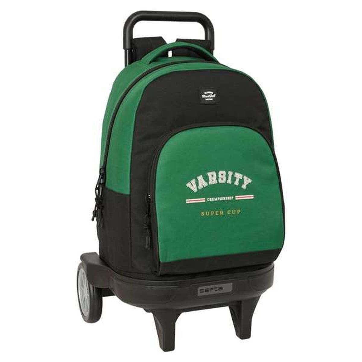 Ghiozdan cu Roți BlackFit8 Varsity Negru Verde 33 x 45 x 22 cm - Birou și papetărie, Material școlar și educațional