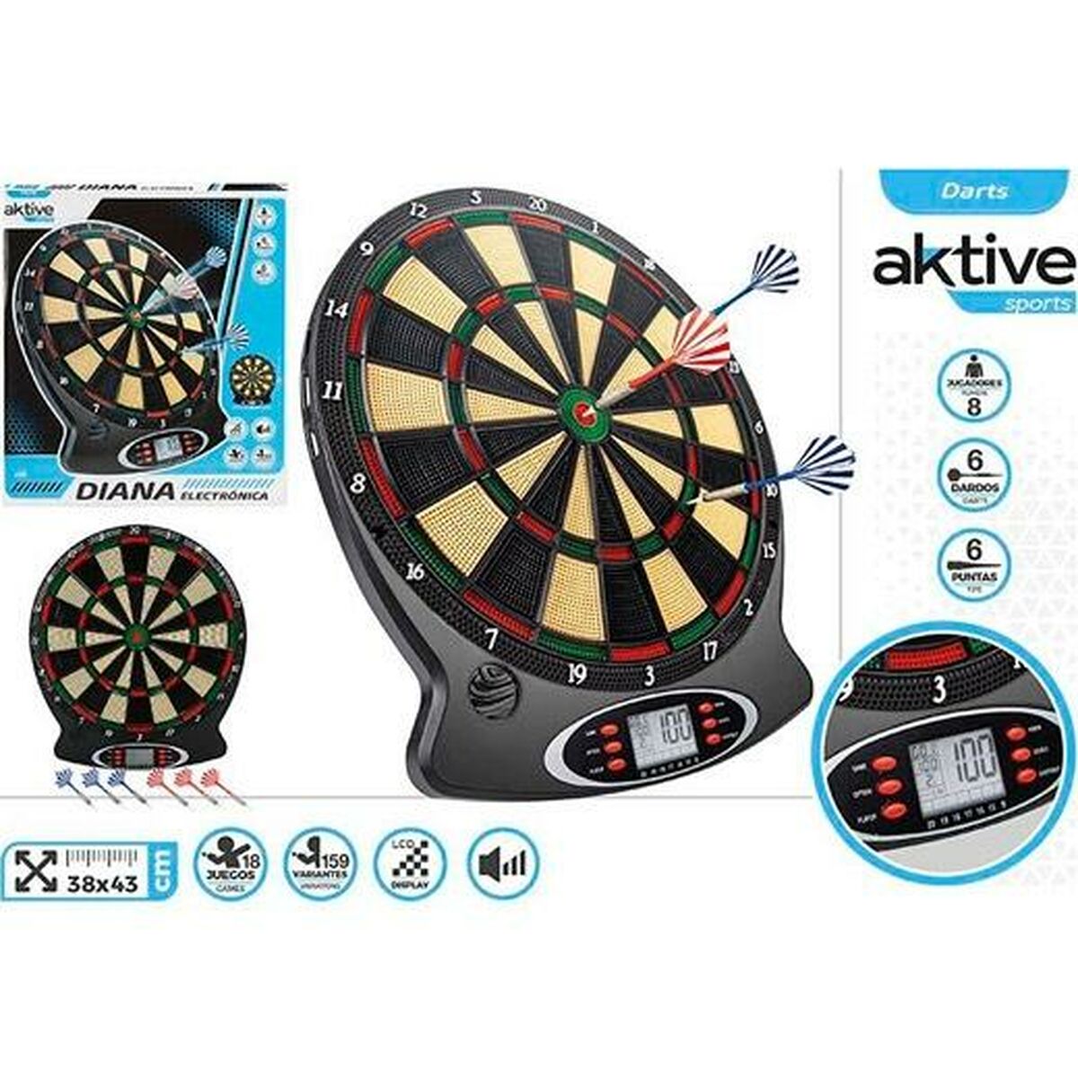 Darts electronic Aktive 38 x 43 cm - Sport și în aer liber, Darts și ținte