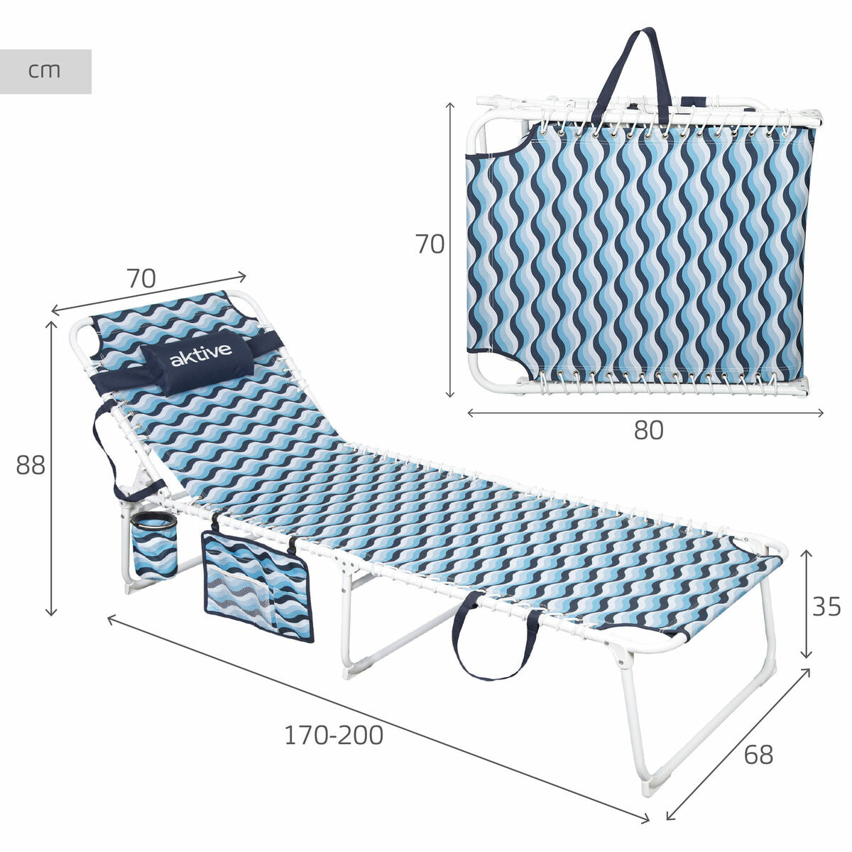 Hamac Aktive Albastru Oțel 200 x 88 x 70 cm - Curte, Mobilier de grădină și accesorii