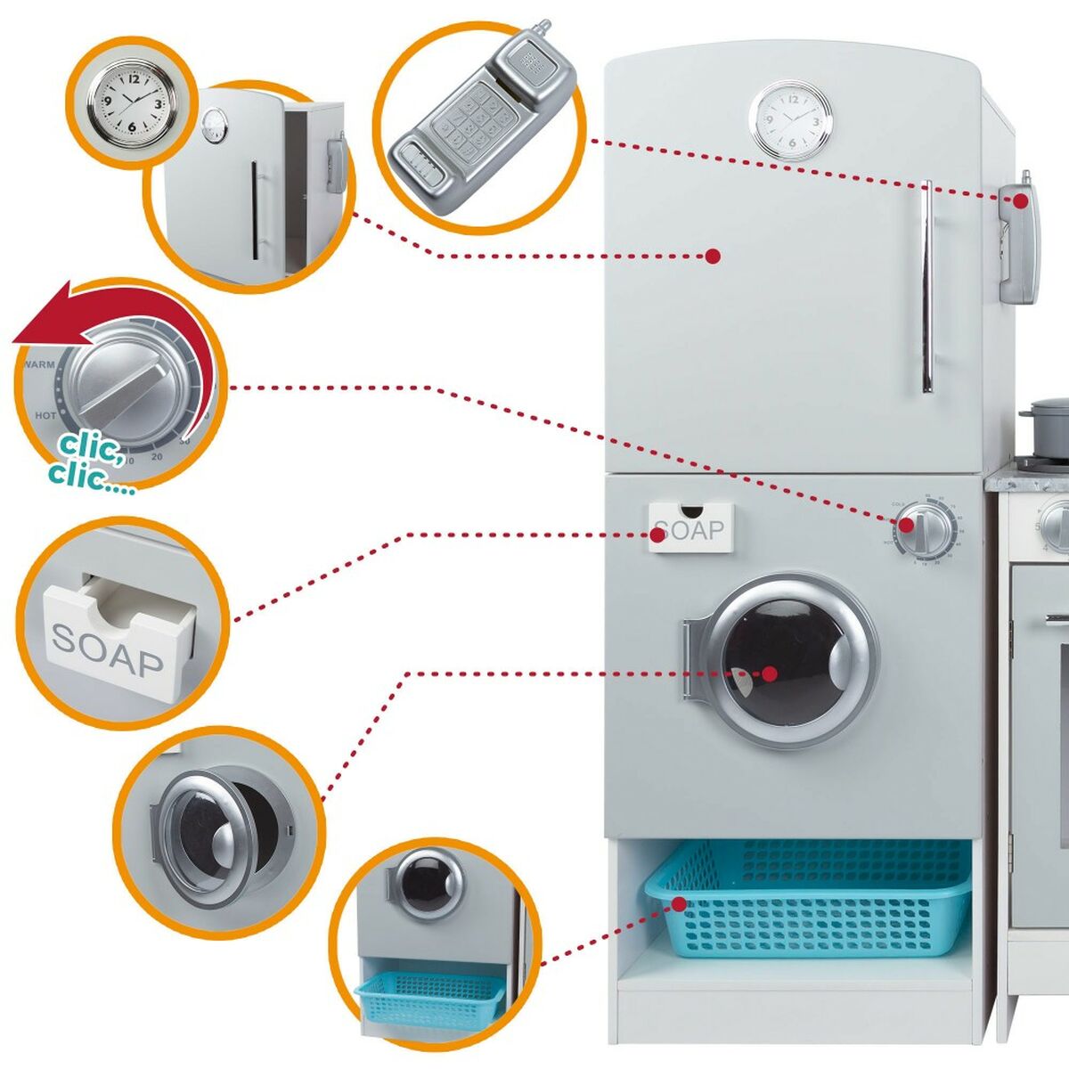 Bucătărie de Jucărie Play & Learn Modern 95 x 95 x 30 cm - Jucarii si jocuri, Imitații de jocuri