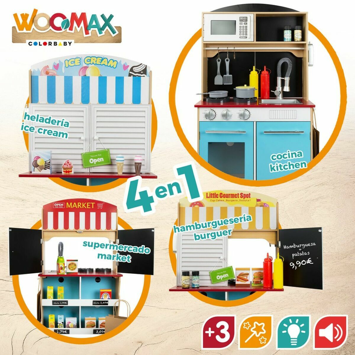 Bucătărie de Jucărie Woomax Înghețată 60 x 40 x 109 cm - Jucarii si jocuri, Imitații de jocuri
