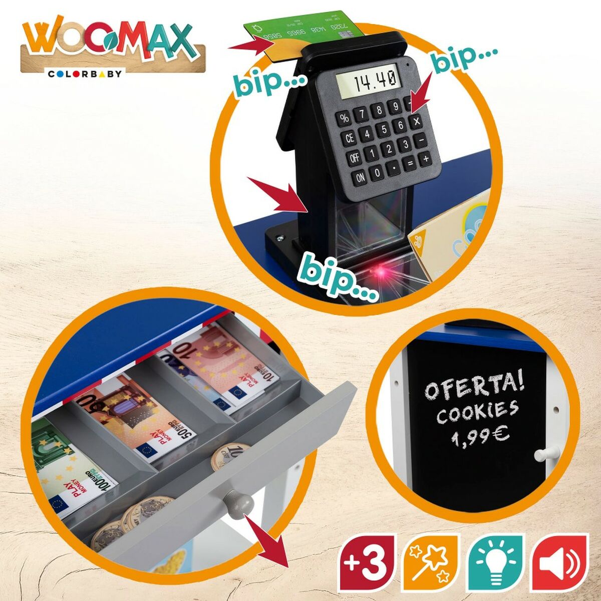 Supermarket de jucării Woomax 28 Piese 48 x 70 x 30 cm - Jucarii si jocuri, Imitații de jocuri