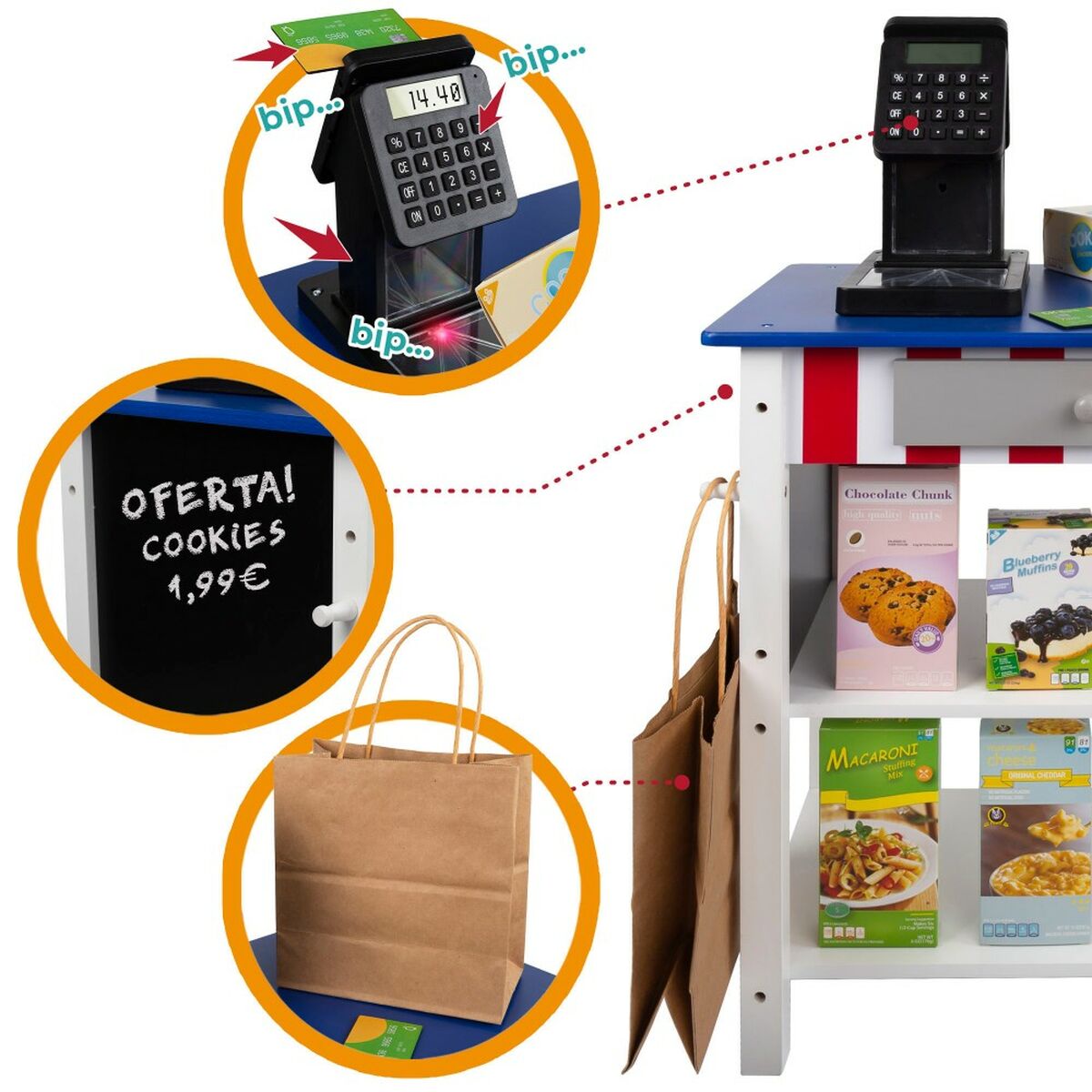 Supermarket de jucării Woomax 28 Piese 48 x 70 x 30 cm - Jucarii si jocuri, Imitații de jocuri