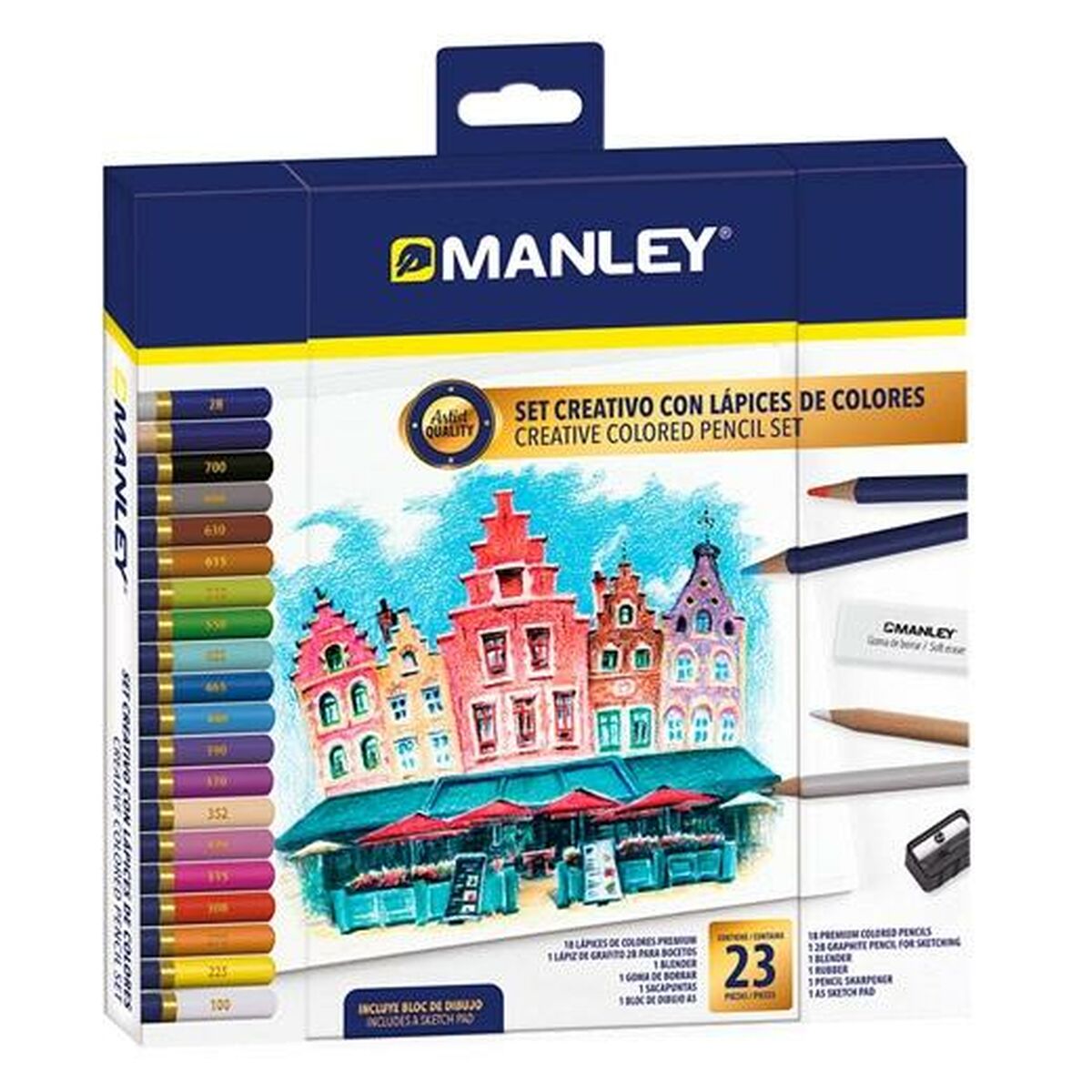 Set pentru desen Manley 23 Piese Multicolor - Birou și papetărie, Arte și Meserii