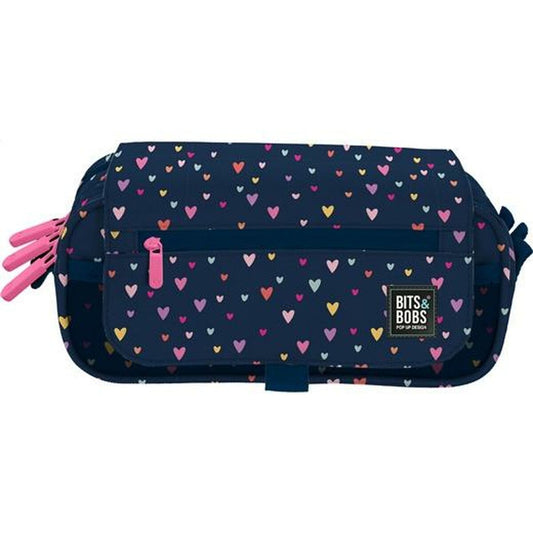 Penar triplu Bits&Bobs Hearts Multicolor 23 x 10 x 10 cm - Birou și papetărie, Material școlar și educațional