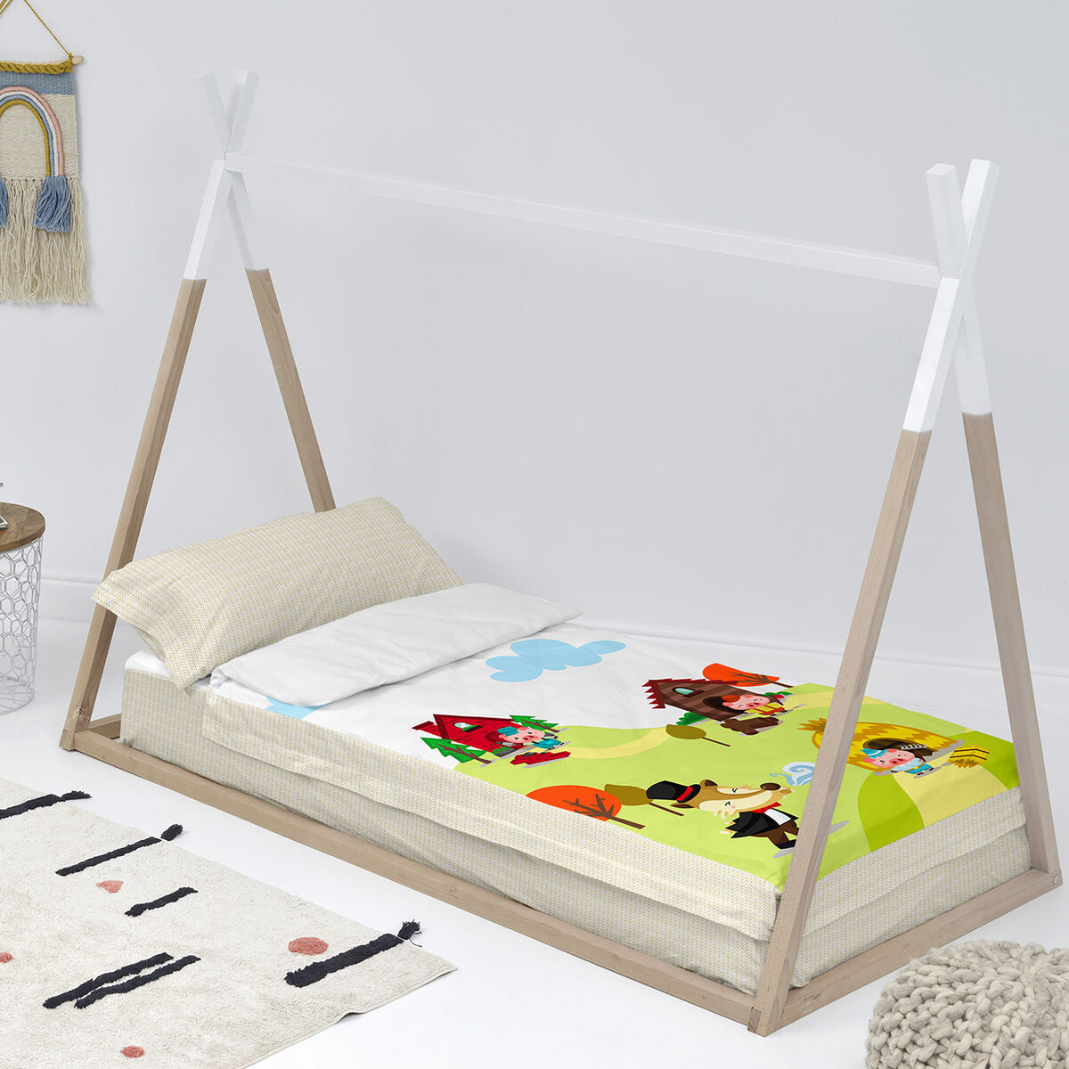 Pilotă cu umplutură HappyFriday Mr Fox Piggys Multicolor 105 x 200 cm - Acasă și bucătărie, Textile de uz casnic