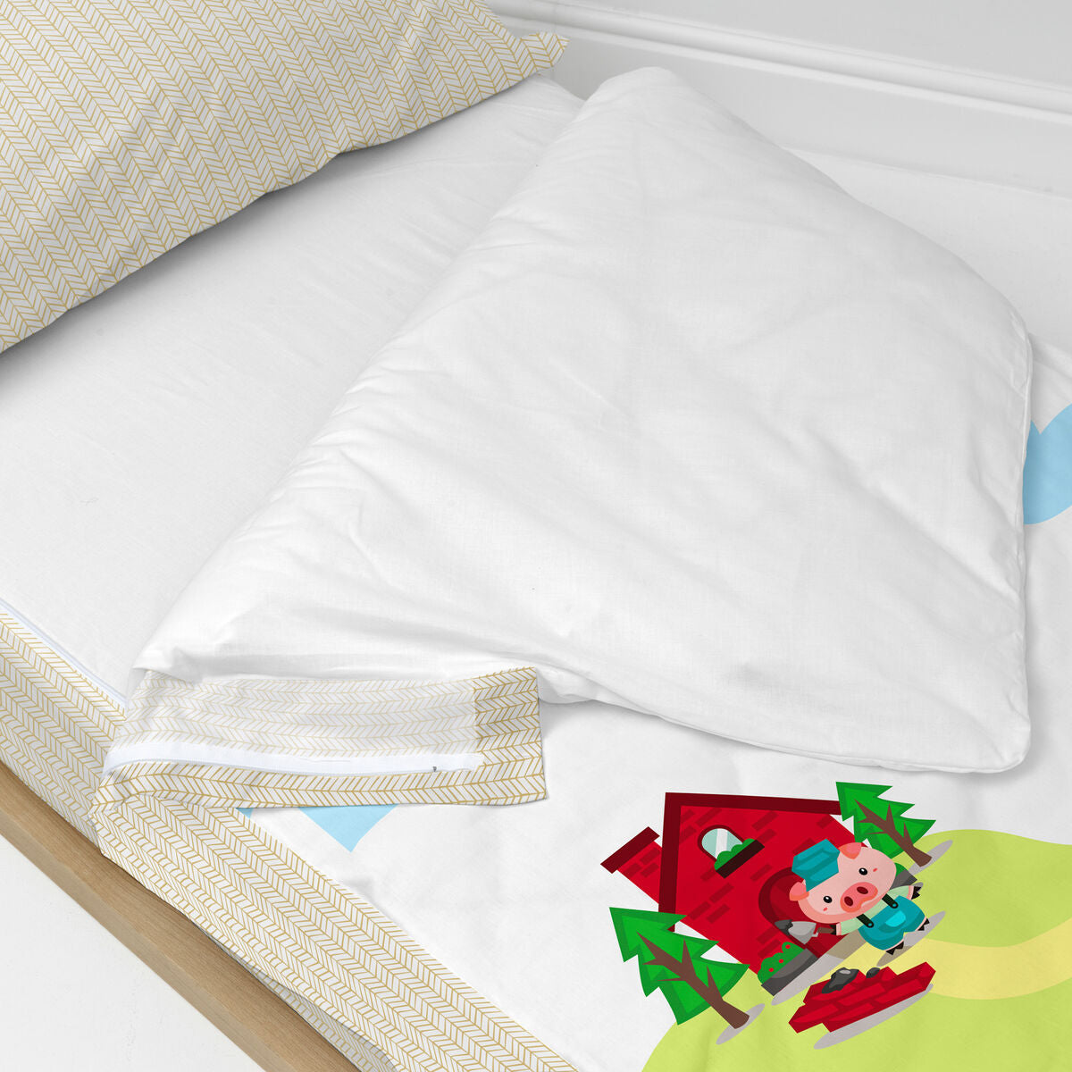 Pilotă cu umplutură HappyFriday Mr Fox Piggys Multicolor 105 x 200 cm - Acasă și bucătărie, Textile de uz casnic