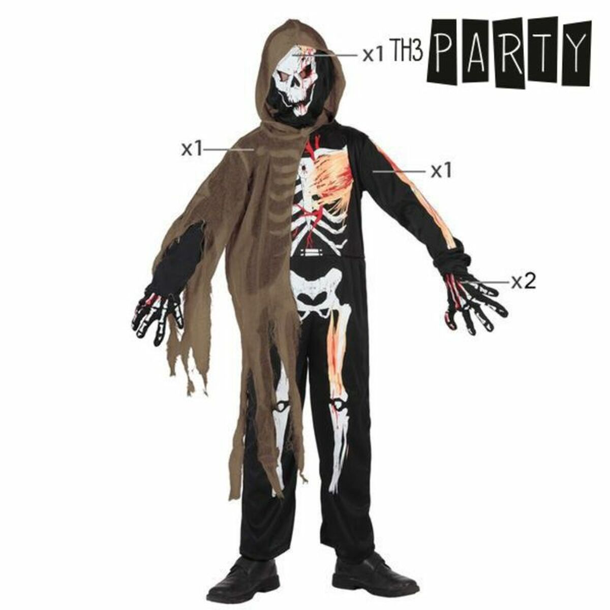 Costum Deghizare pentru Copii Th3 Party Multicolor Schelet (4 Piese) - Jucarii si jocuri, Costume și accesorii