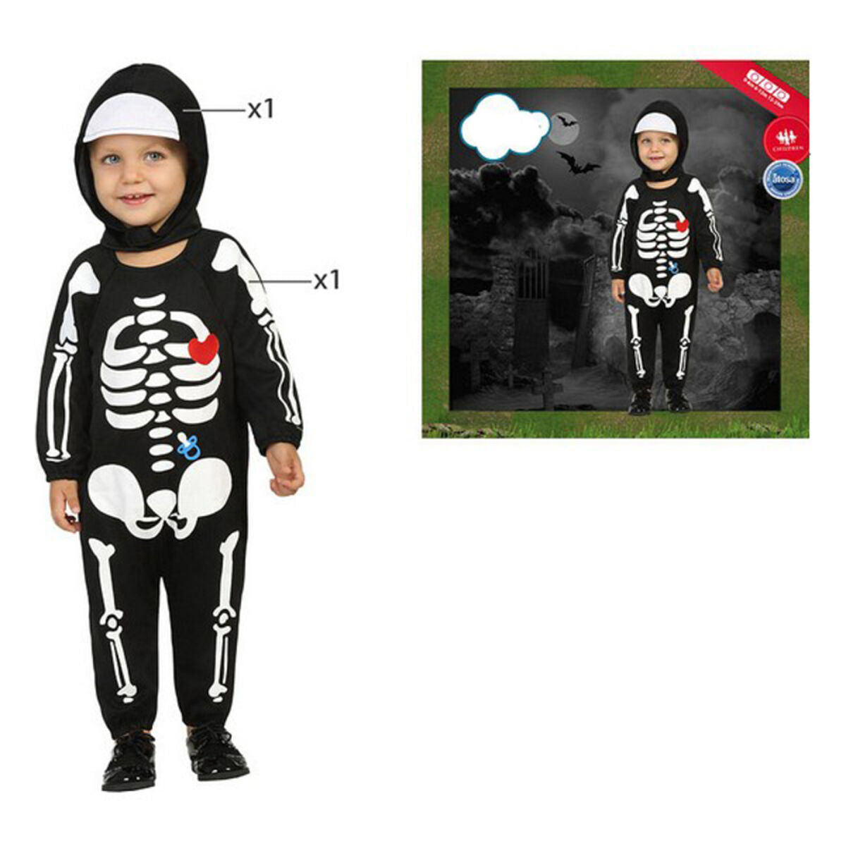 Costum Deghizare pentru Bebeluși Negru Schelet 24 Luni - Jucarii si jocuri, Costume și accesorii