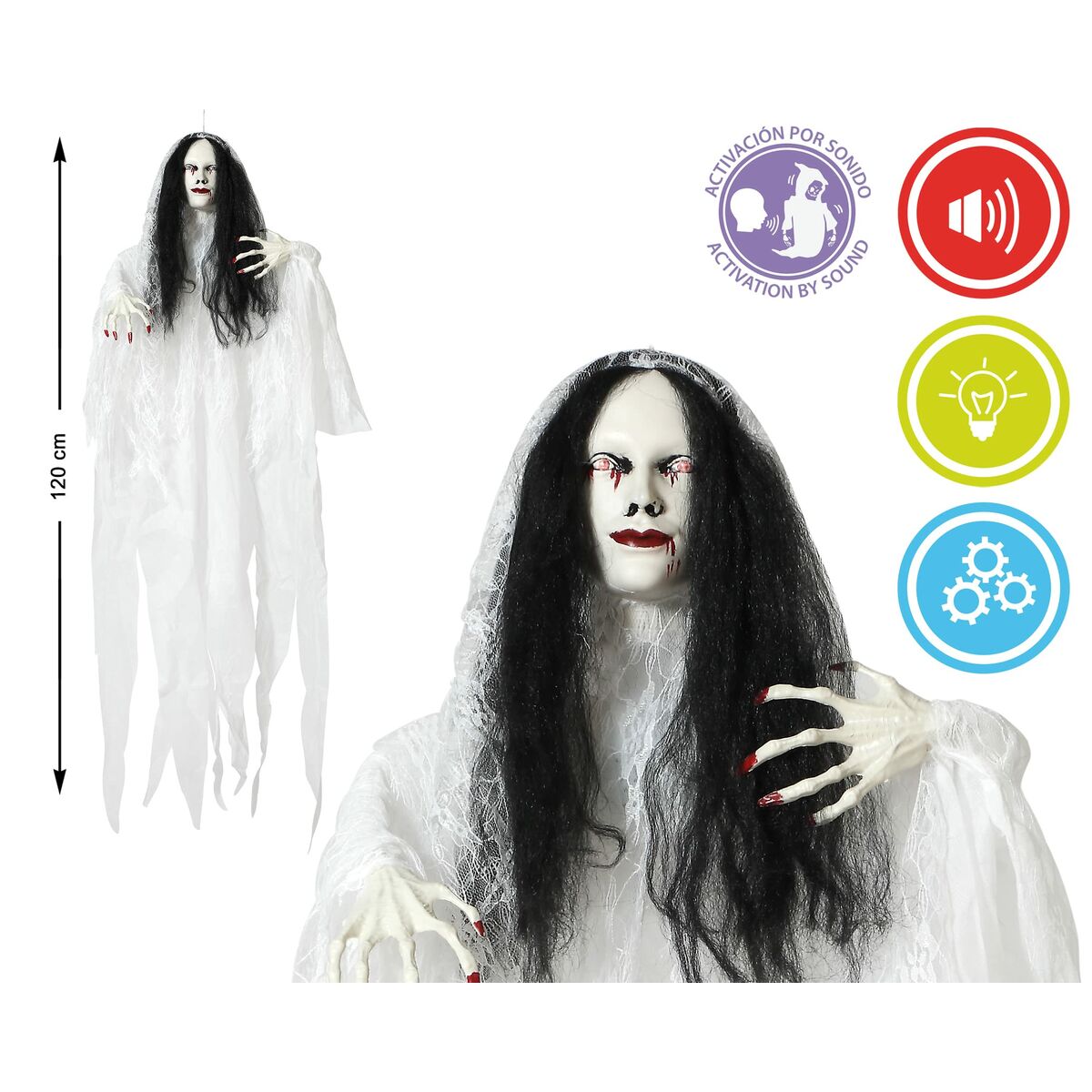 Decorațiune pentru Halloween S1125772 Alb 120 cm - Acasă și bucătărie, Decorațiune interioară