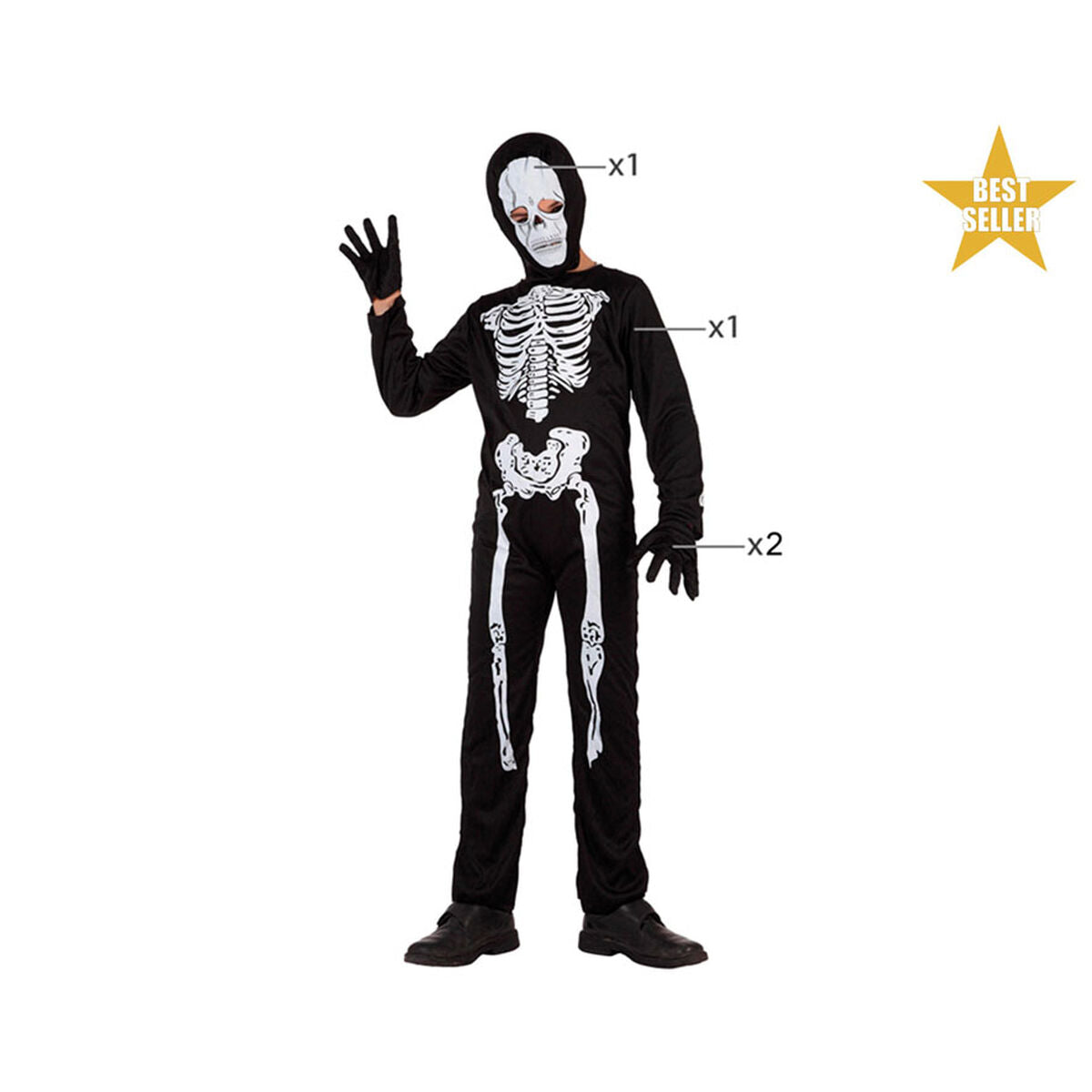 Costum Deghizare pentru Copii Negru Schelet 7-9 Ani (3 Piese) - Jucarii si jocuri, Costume și accesorii