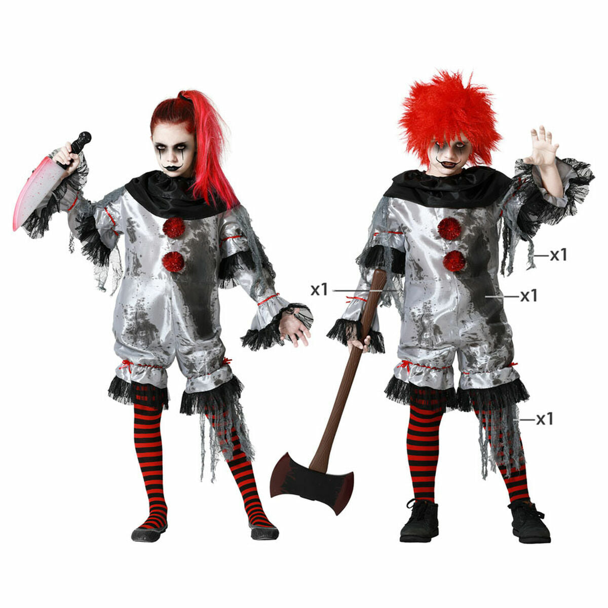 Costum Deghizare pentru Copii Gri Clovn - Jucarii si jocuri, Costume și accesorii